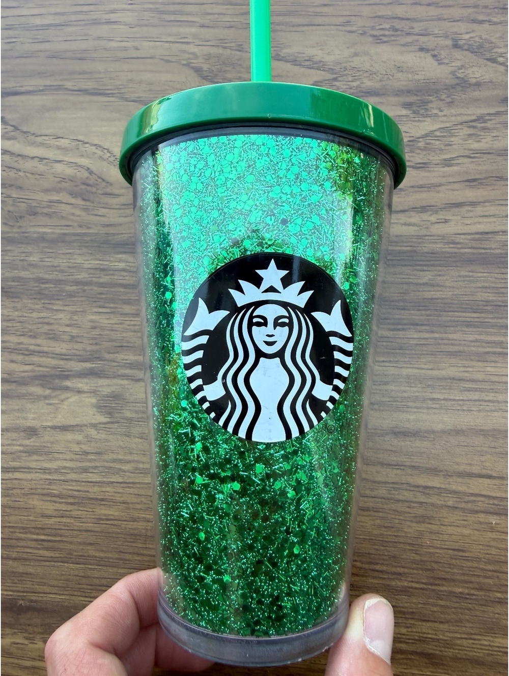 Starbucks Green Bling Sparkly GlitterCold Tumbler Cup 16oz-